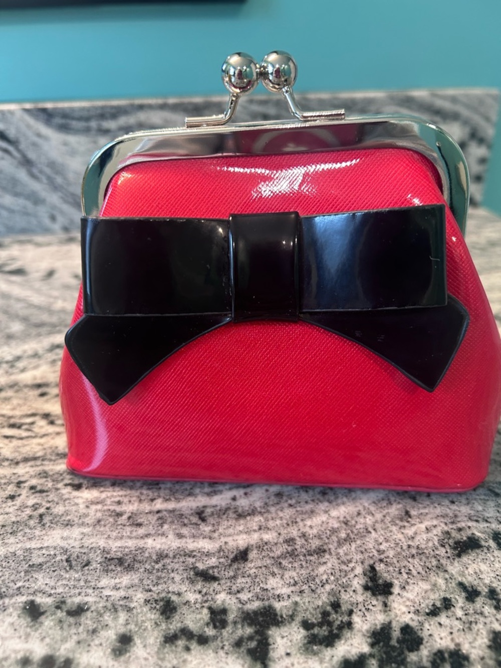 Sourpuss Red Mini Kiss-Lock Bag with Black Bow